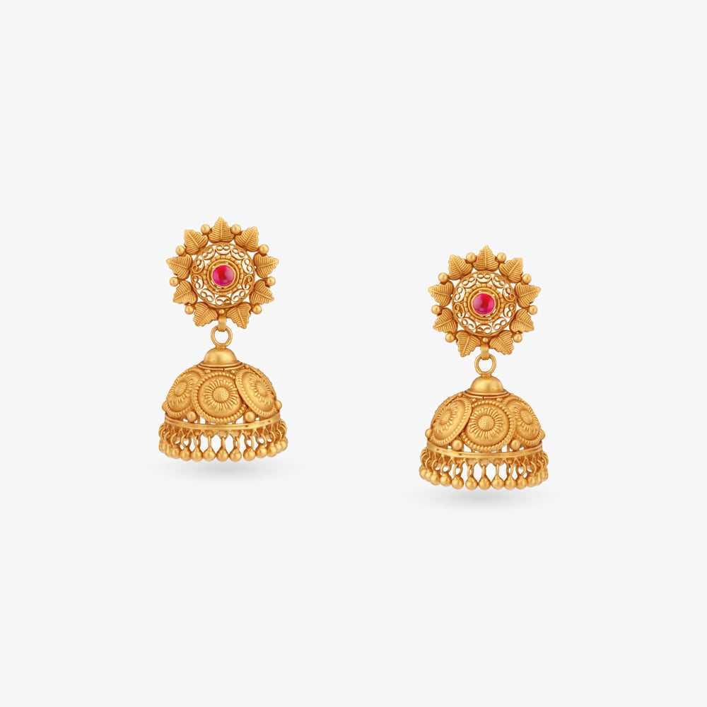 Floral Cascade Gold Long Temple Necklace Set,,hi-res image number null