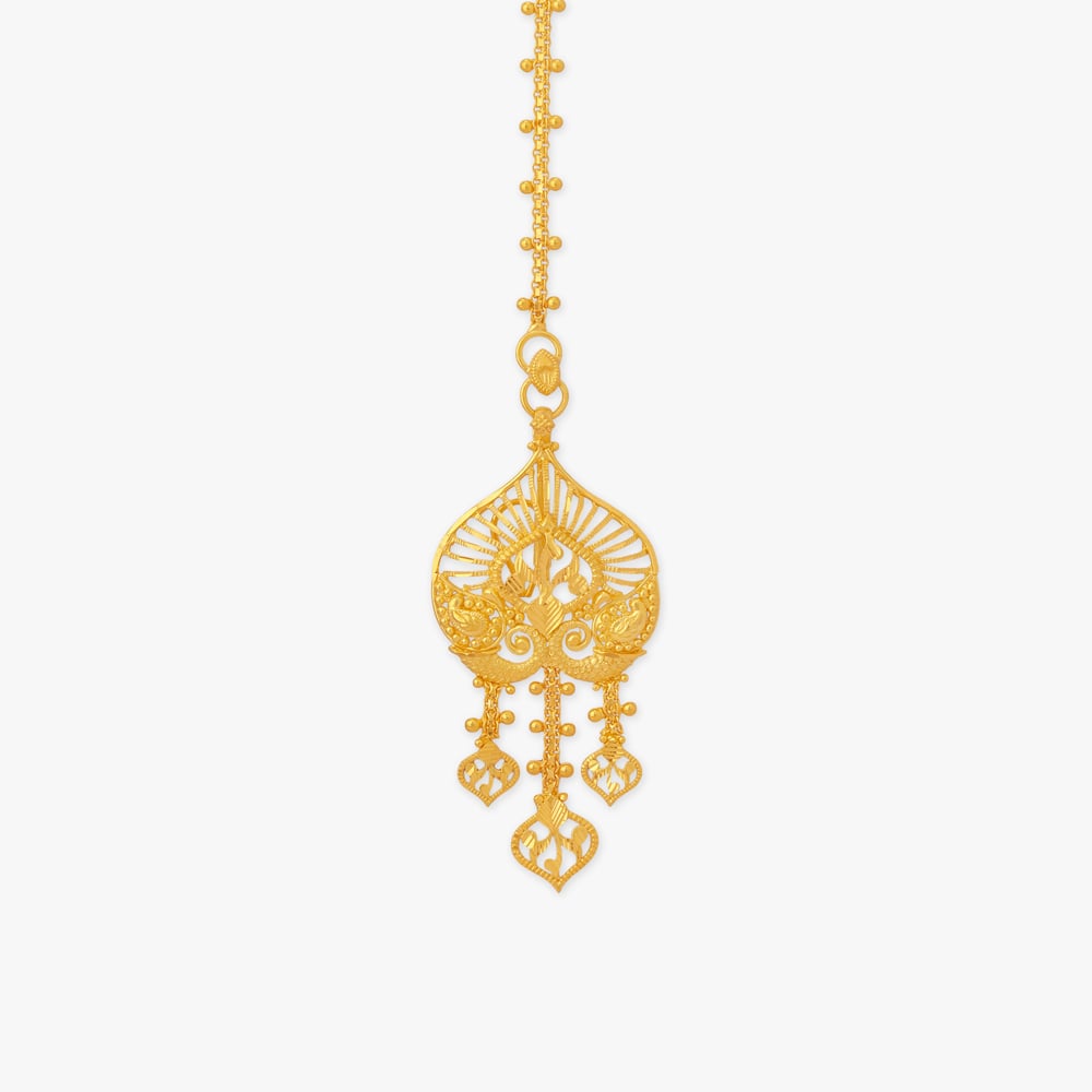 Sculpted Charm Gold Maang Tikka,,hi-res image number null