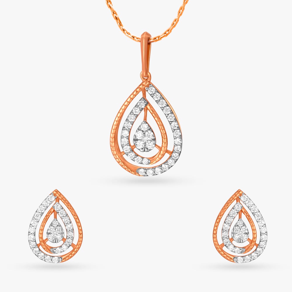 Double Drop Diamond Pendant and Earrings Set,,hi-res image number null