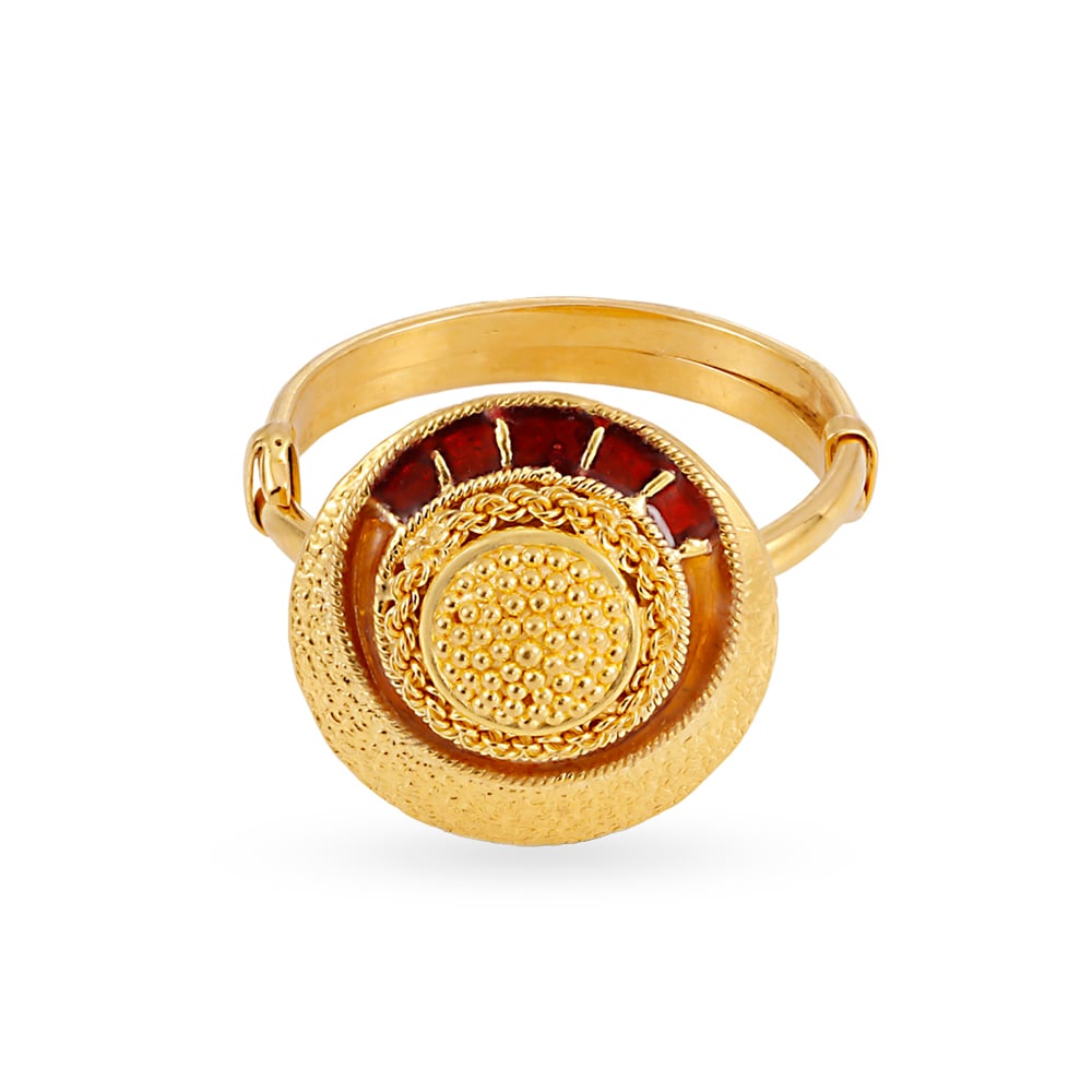 Contemporary Meenakari Gold Finger Ring,,hi-res image number null