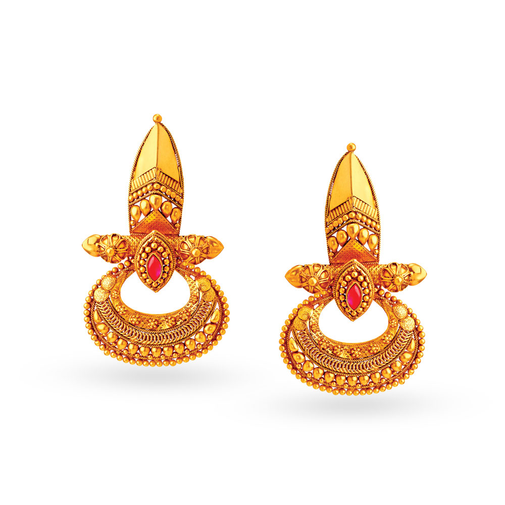 Stone Studded Antique Gold Necklace Set,,hi-res image number null