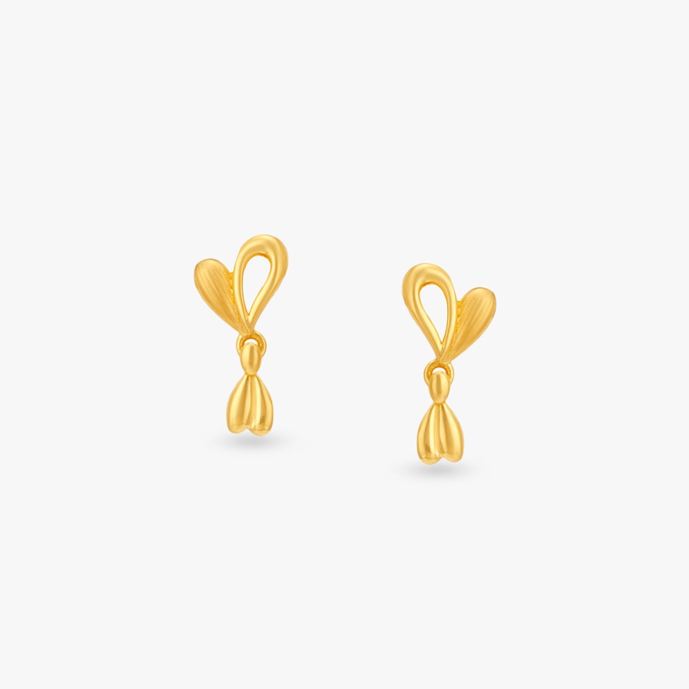 Bloom Heart Gold Drop Earrings for Kids,,hi-res image number null