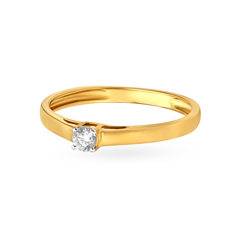 Sleek Gold and Diamond Finger Ring,,hi-res image number null