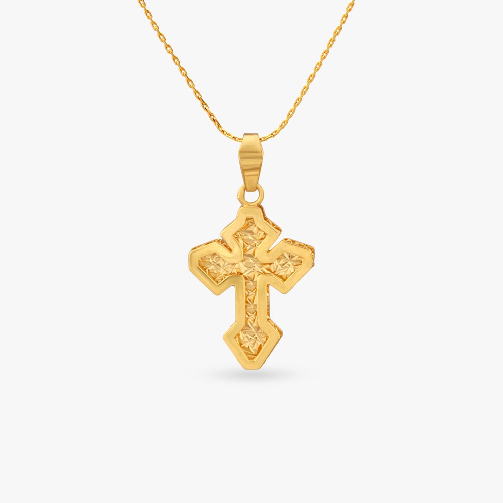 Sacred Cross Gold Pendant,,hi-res image number null