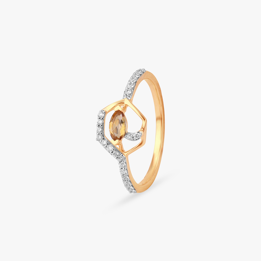 Honey Hexagon Gold Ring,,hi-res image number null