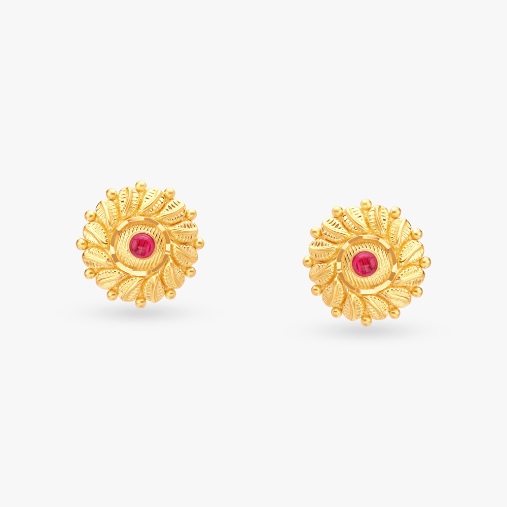 Graceful Gold Stud Earrings,,hi-res image number null