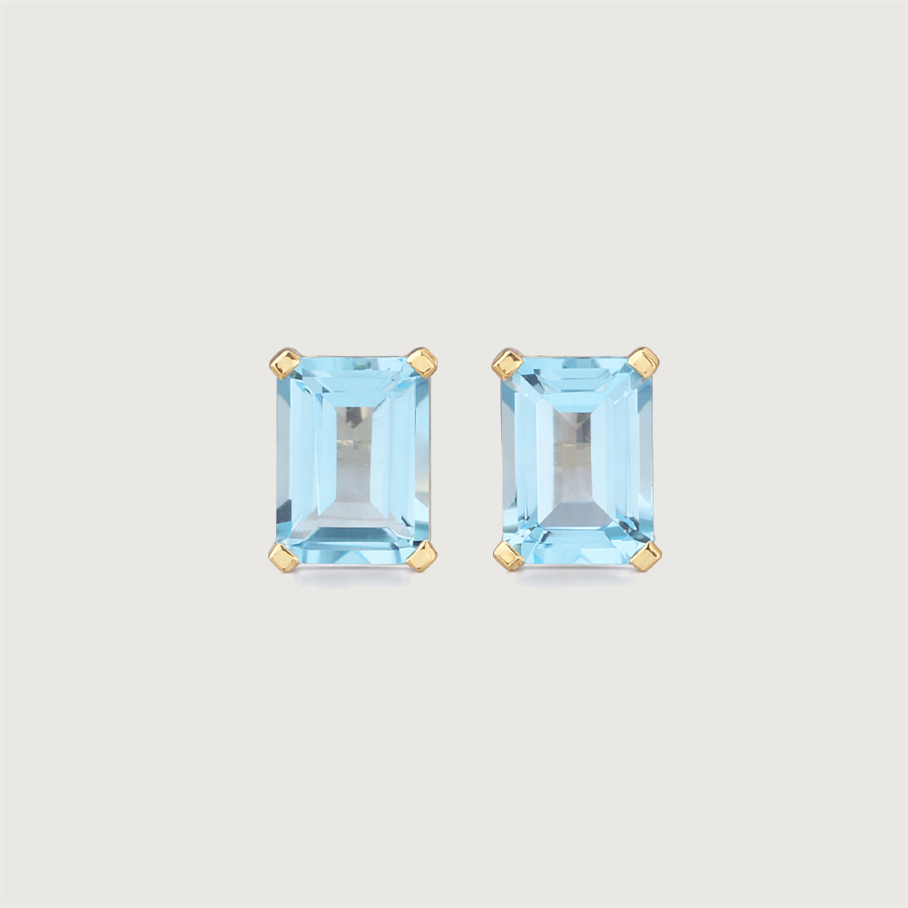 Chic Structured Blue Topaz Gold Stud Earrings,,hi-res image number null