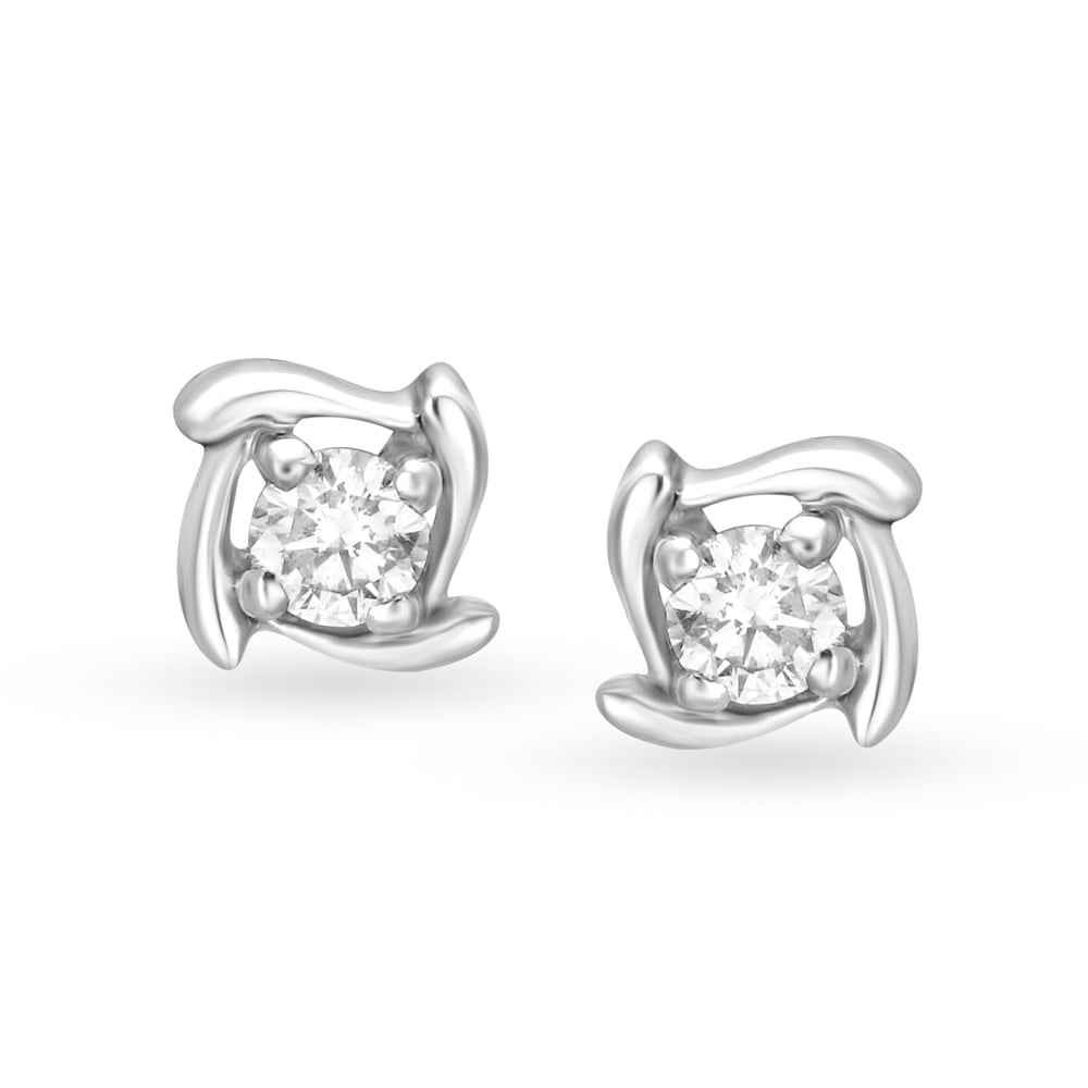 Graceful Floral Diamond Stud Earrings