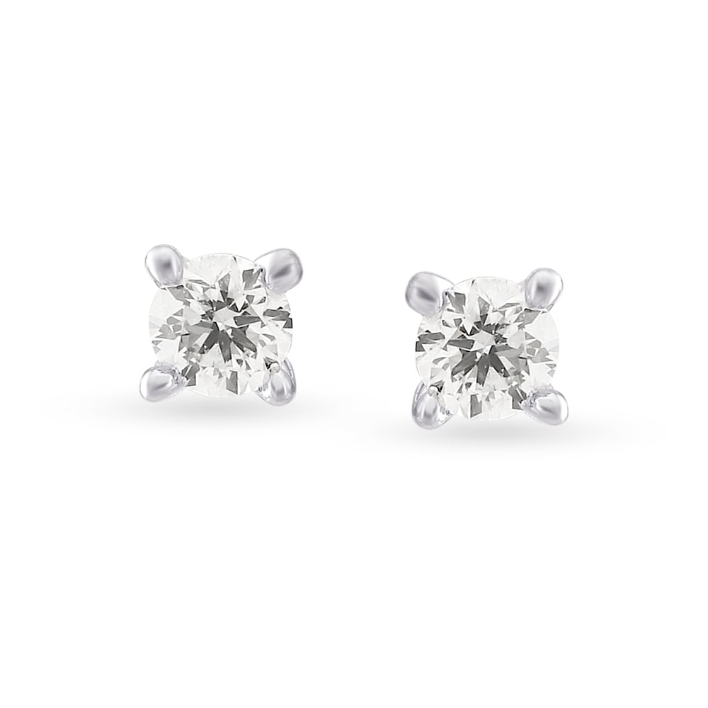 Traditional Diamond and White Gold Single Stone Stud Earrings,,hi-res image number null