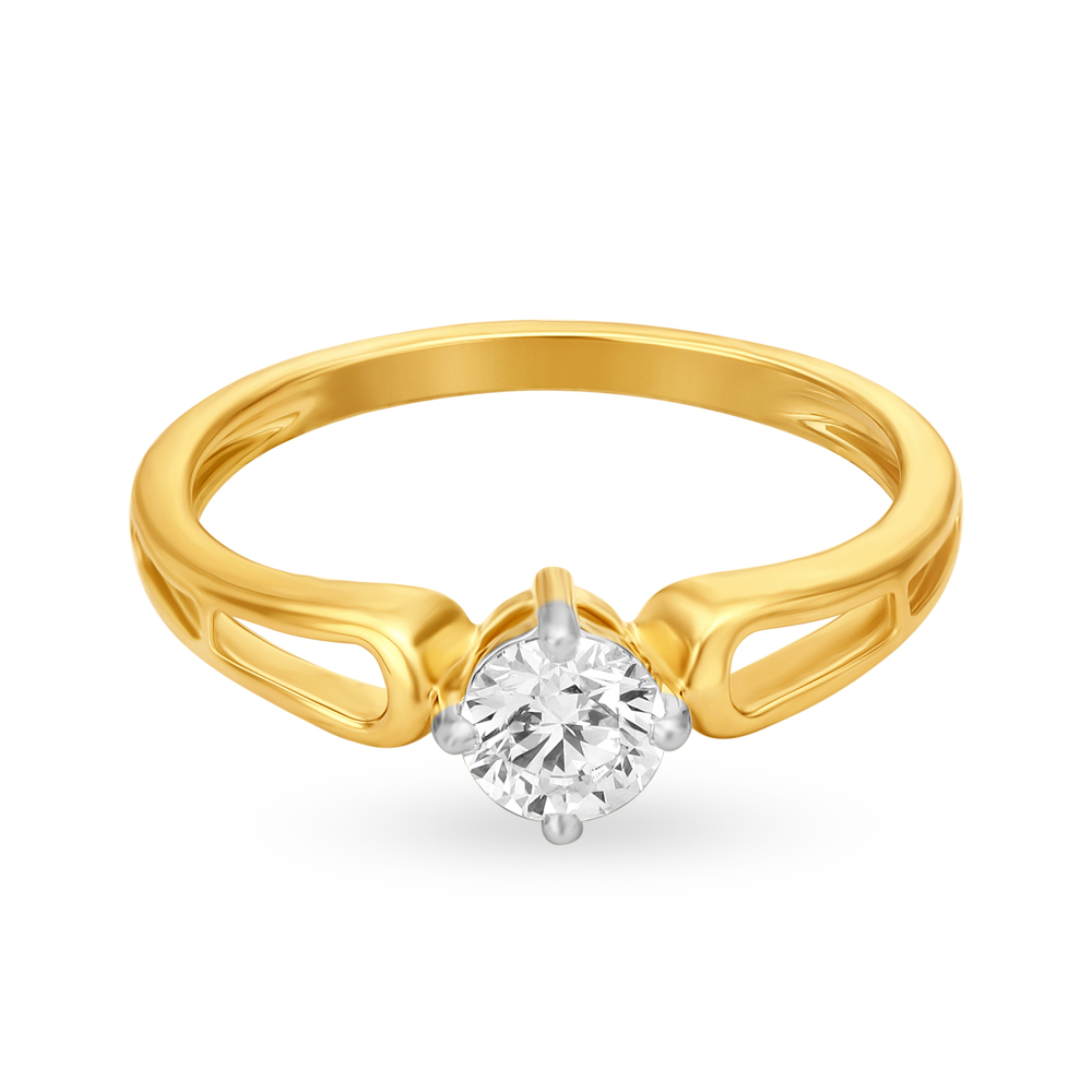 Enchanting 18 Karat Yellow Gold And Diamond Solitaire Finger Ring,,hi-res image number null