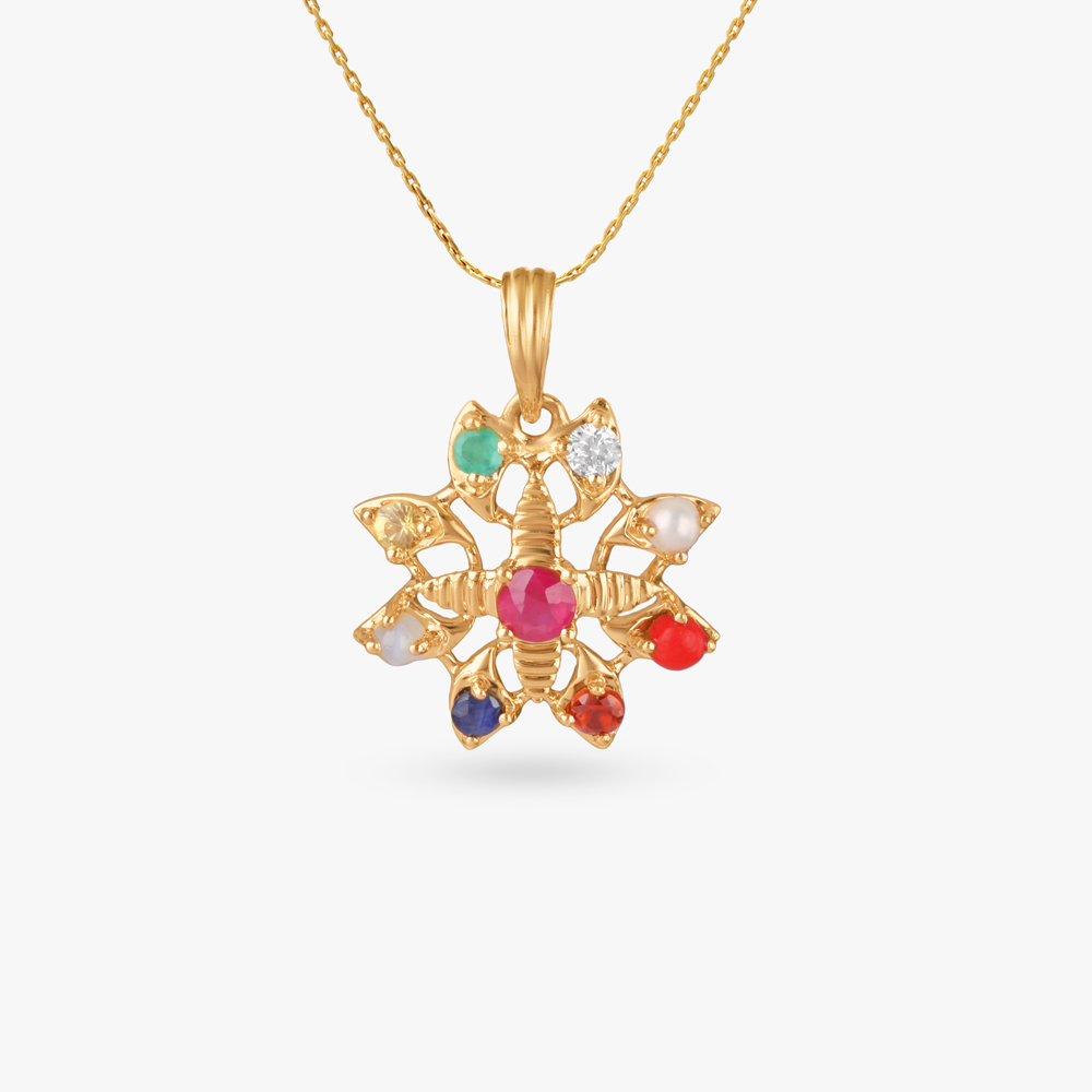 Brilliant Navratna Diamond Pendant,,hi-res image number null