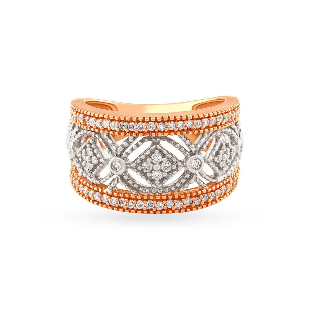 Ornate 18 Karat Yellow And White Gold and Diamond Coronet Ring,,hi-res image number null