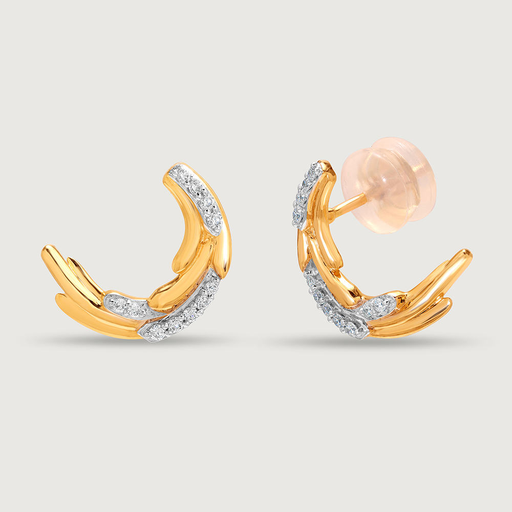 Sparkling Feather 14KT Gold & Diamond Stud Earring,,hi-res image number null