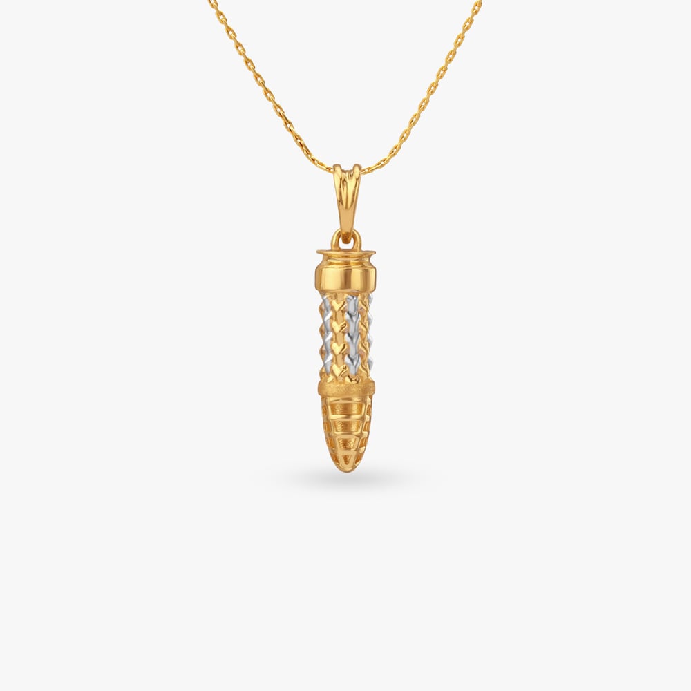 

Lattice Bullet Gold Pendant For Men