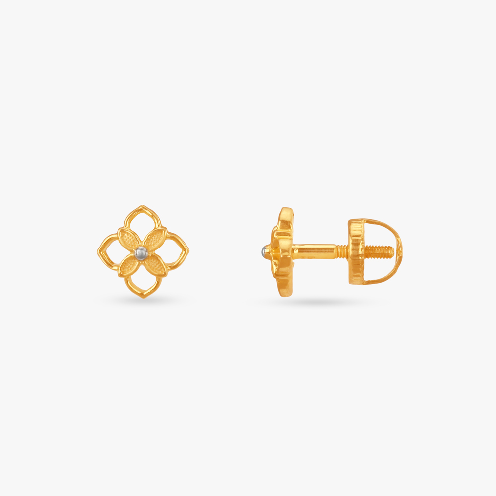 Blossom Buddy Gold Stud Earrings for Kids,,hi-res image number null