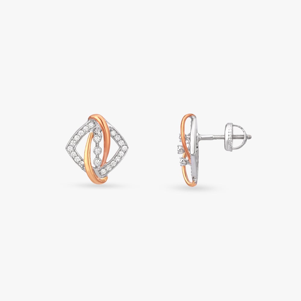 Geometric Sway Diamond Stud Earrings,,hi-res image number null