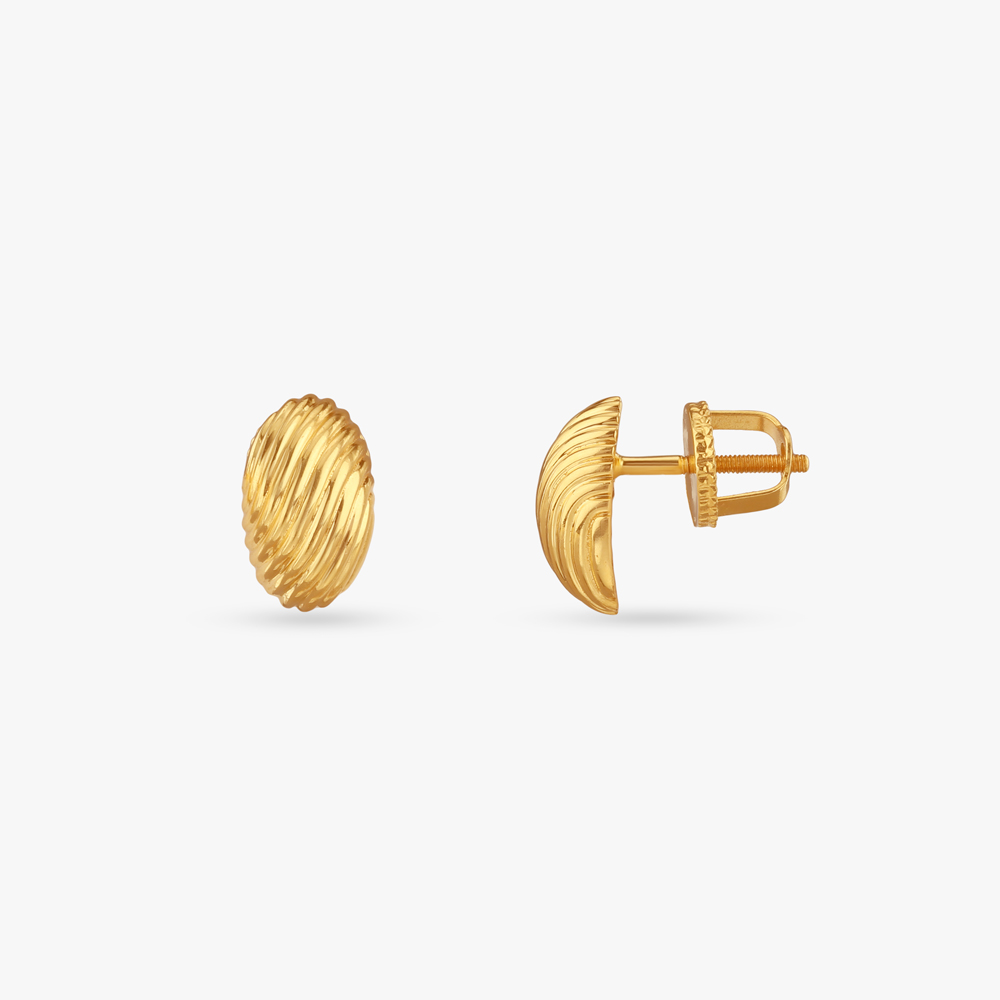 Sculpted Oval Gold Stud Earrings,,hi-res image number null