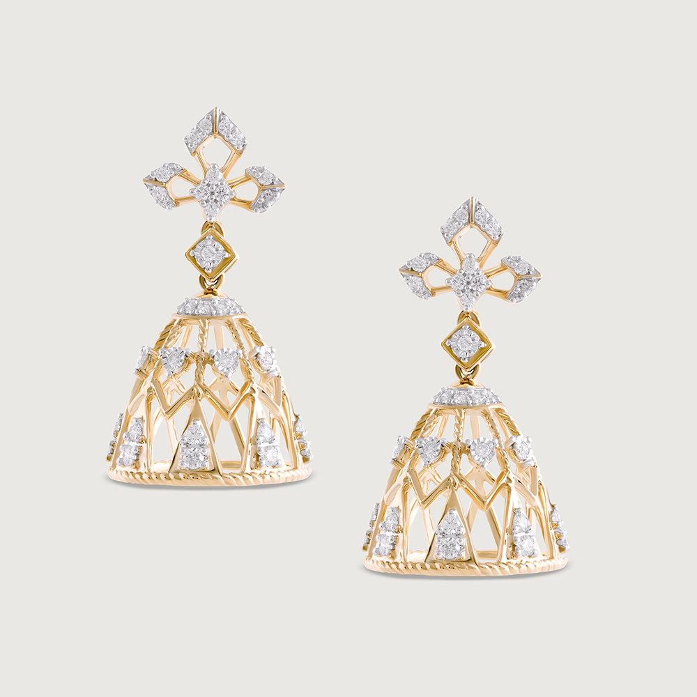 Lippan Splendour Gold & Diamond Jhumka,,hi-res image number null