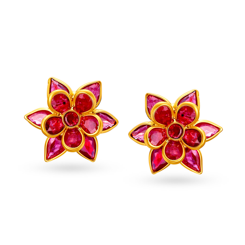 Ruby stud earrings tanishq store