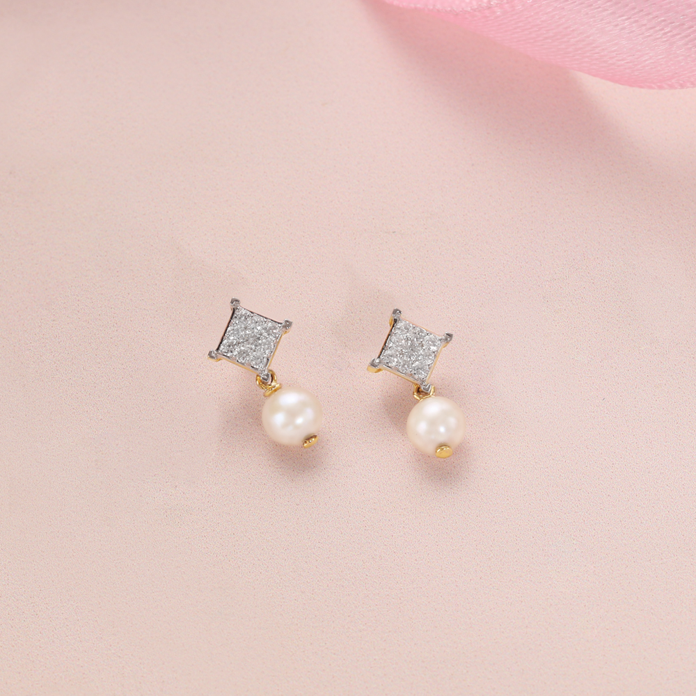 Ivory Charm Diamond & Gold Stud Earrings,,hi-res image number null