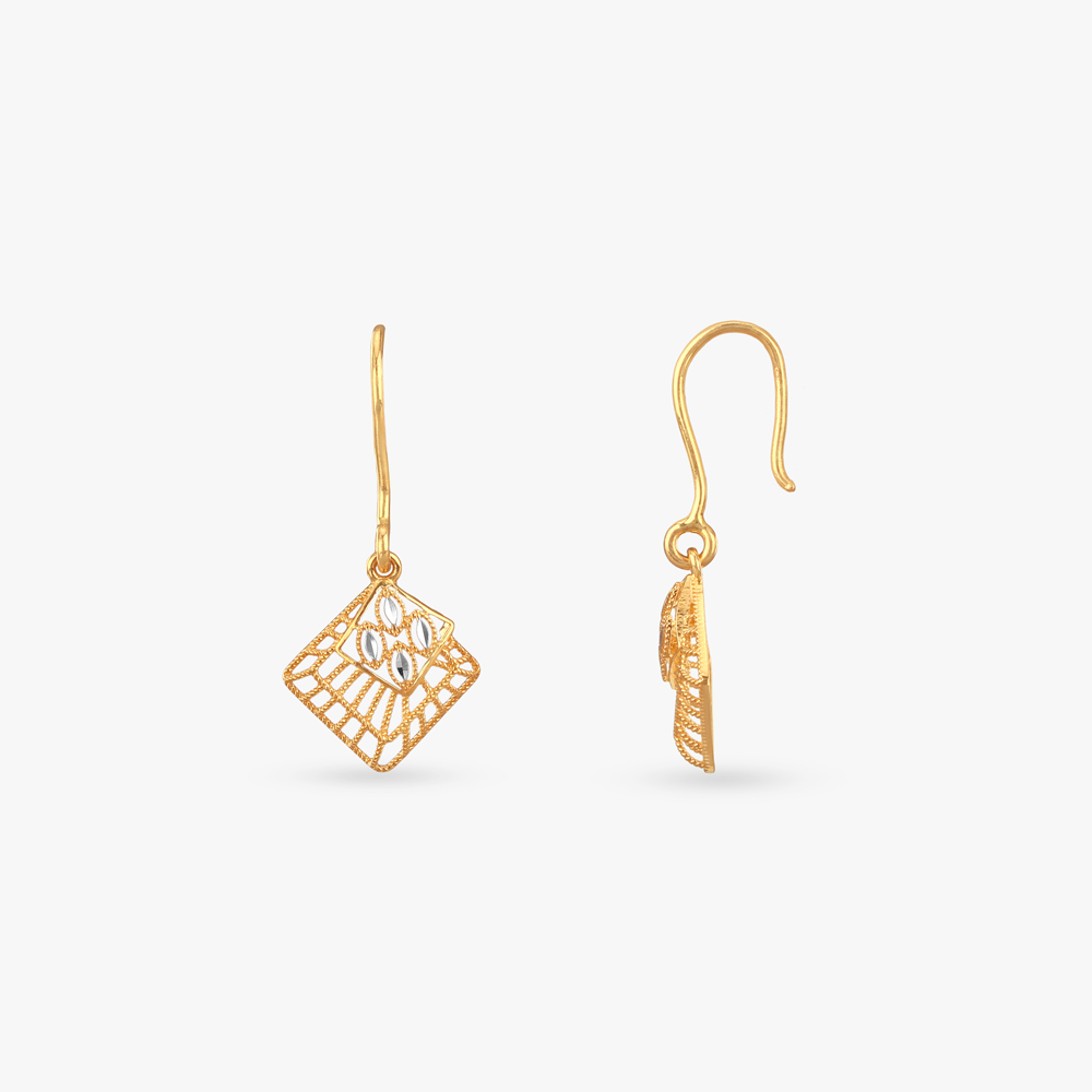 Petal Frame Gold Drop Earrings,,hi-res image number null