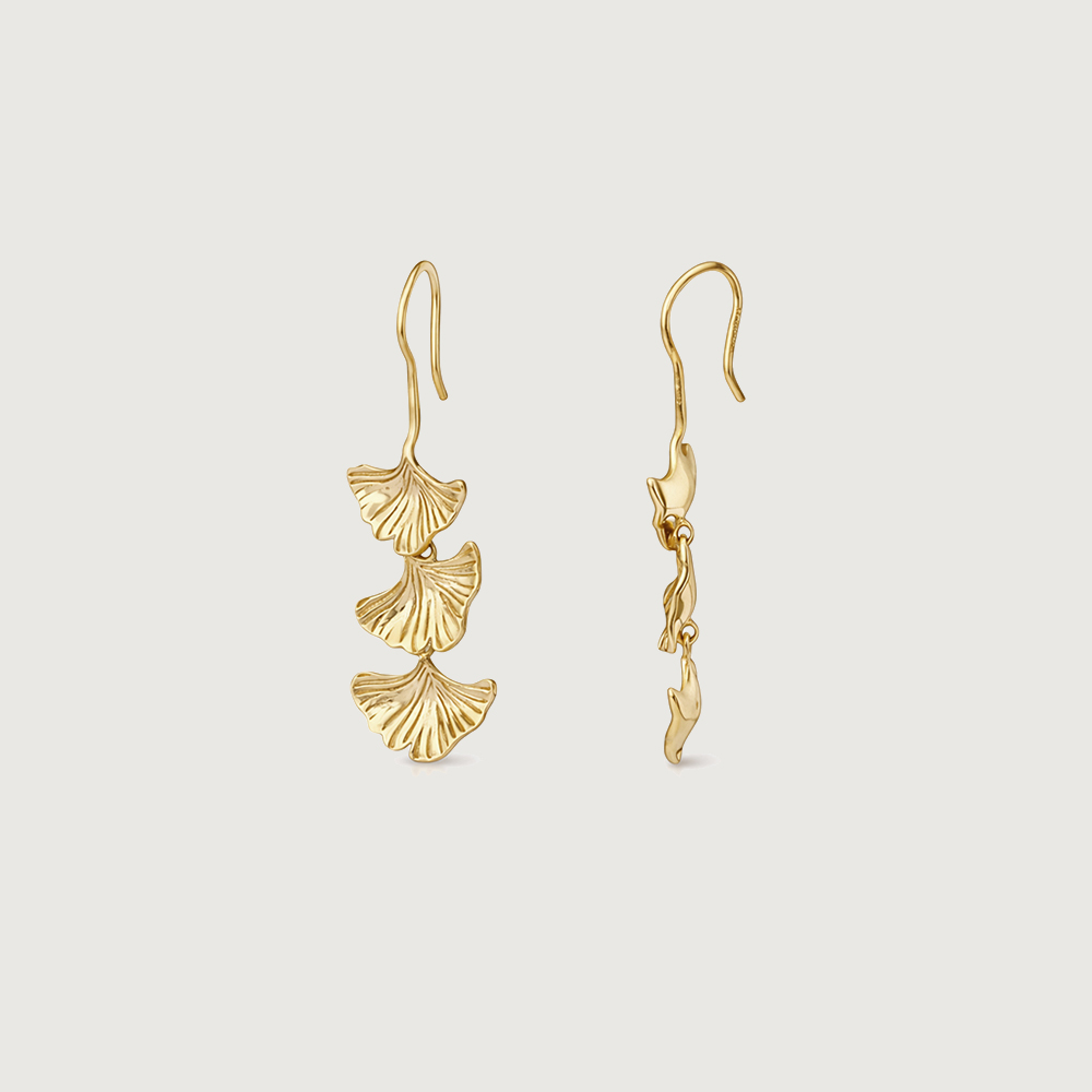Graceful Ginkgo Gold Drop Earrings,,hi-res image number null