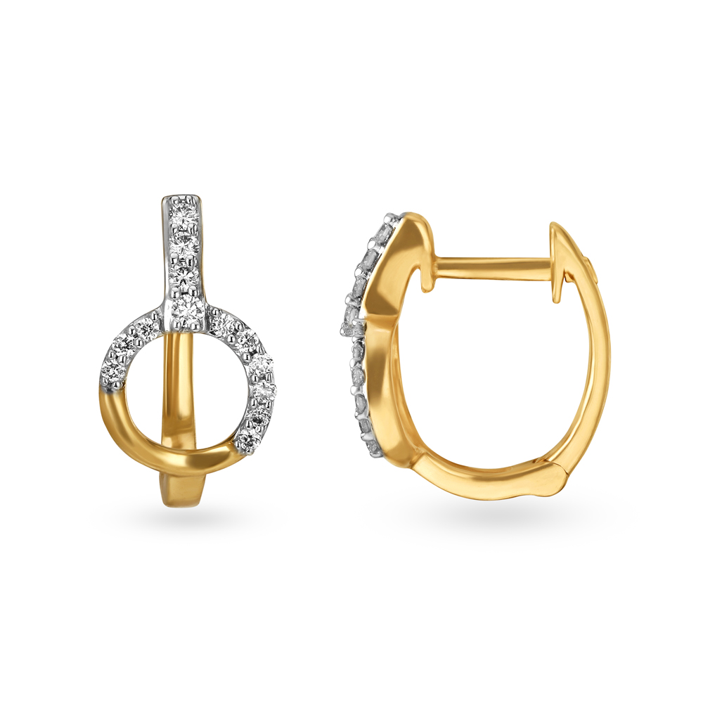 Fancy Diamond and Rose Gold Hoop Earrings,,hi-res image number null