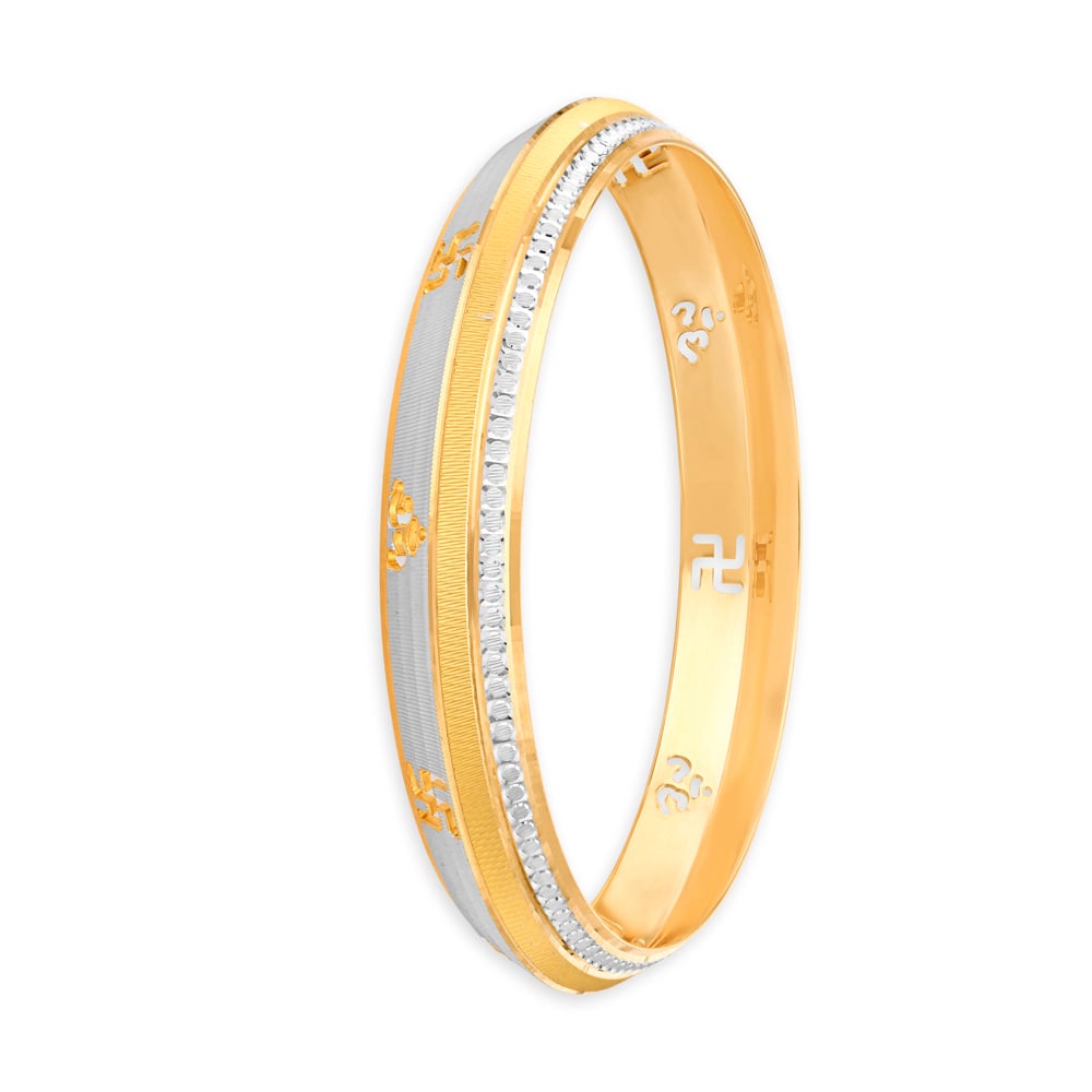 Auspicious Yellow Gold Carved Sigil Bangle,,hi-res image number null