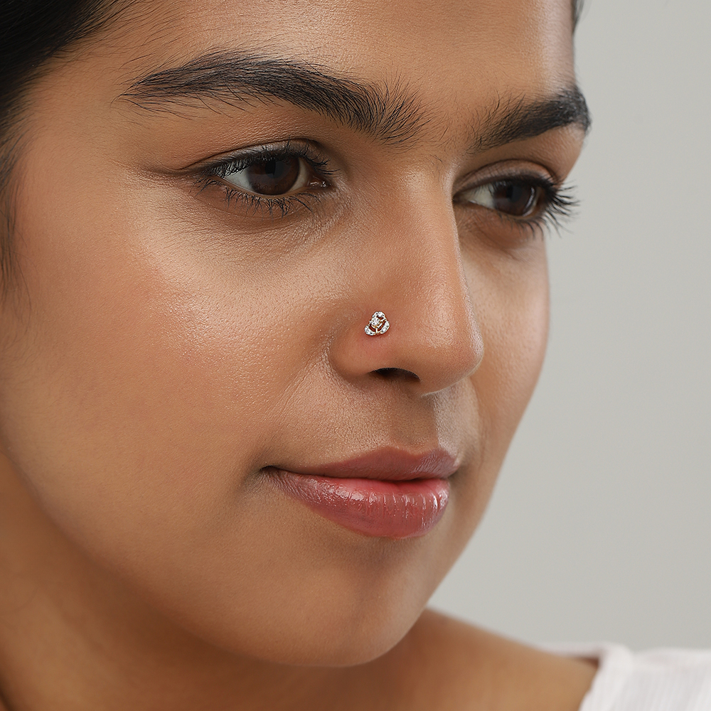 Glow Petite Gold and Diamond Nose Pin,,hi-res image number null