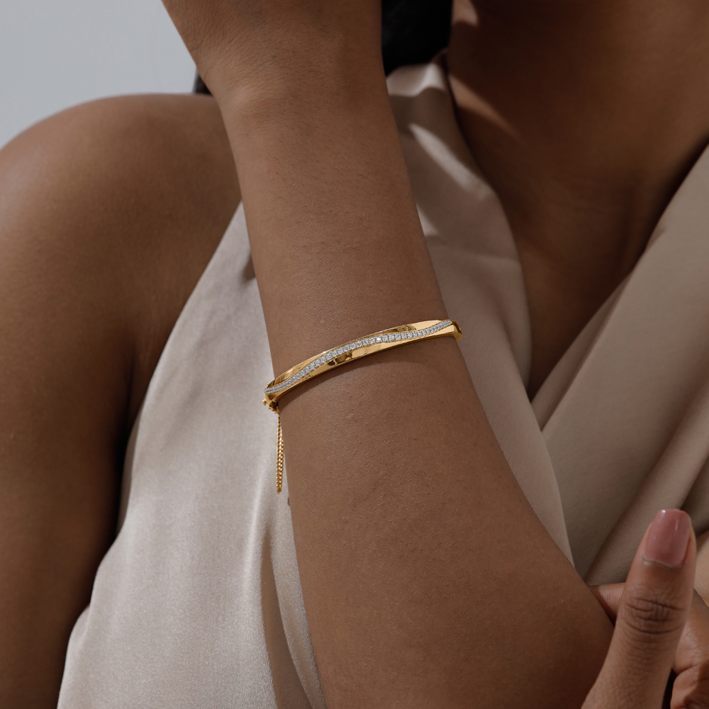 Sleek Curve Gold Bangle,,hi-res image number null