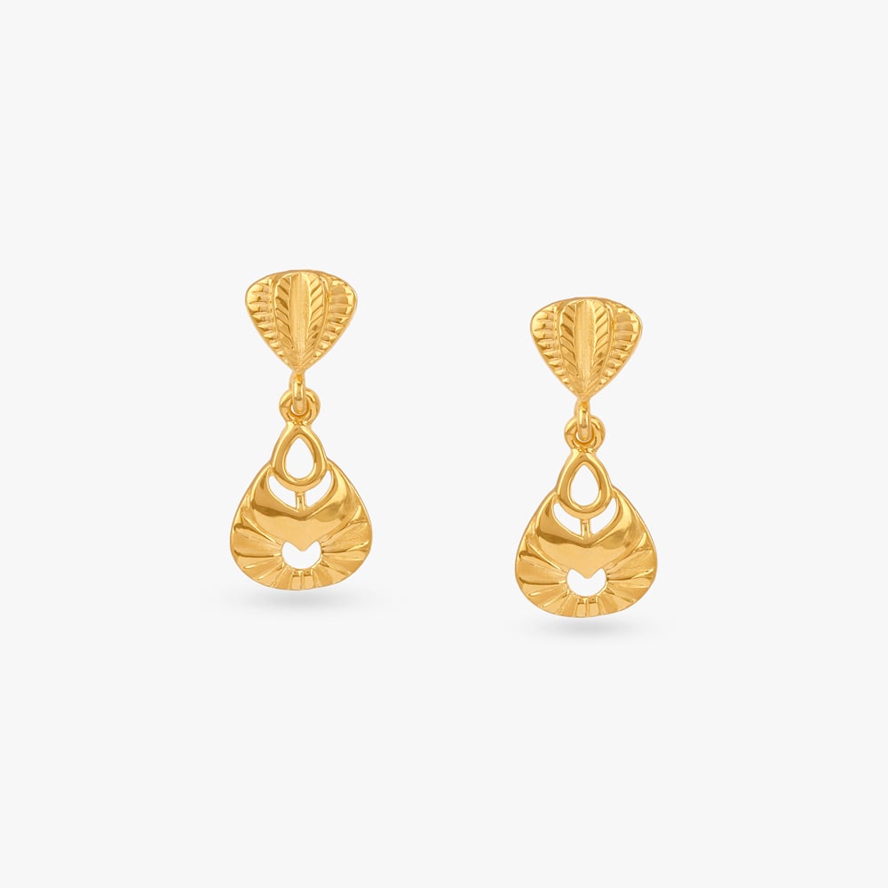 Sunlit Leaf Gold Drop Earrings,,hi-res image number null