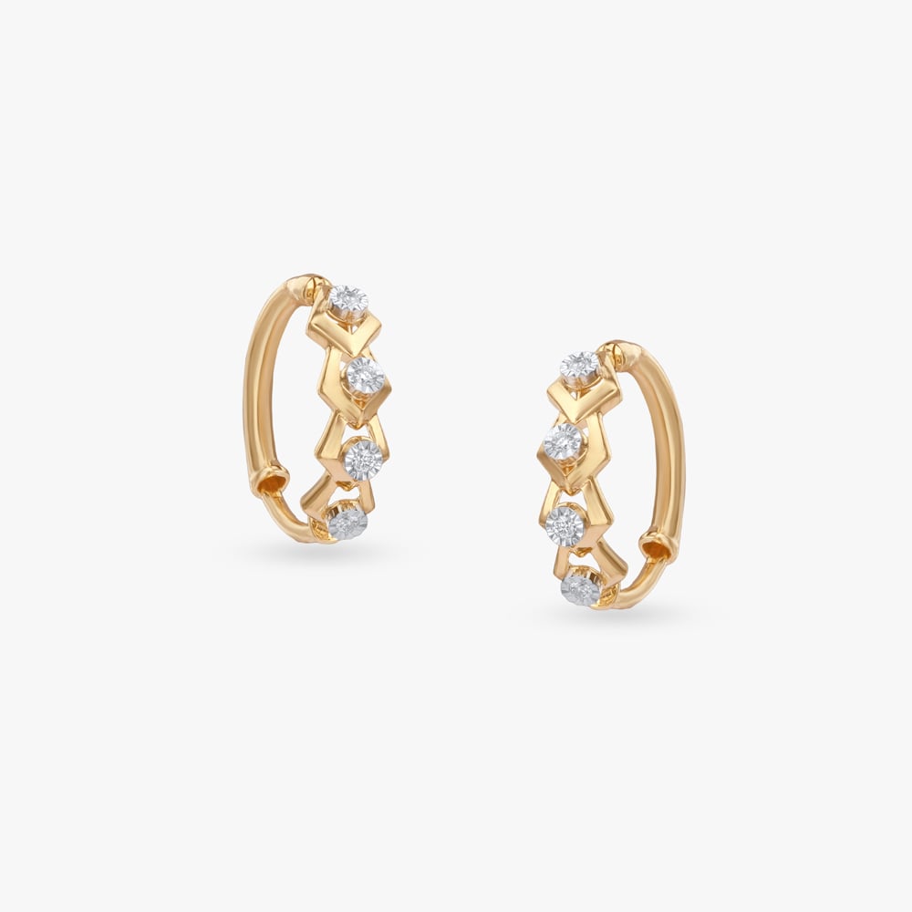 Angular Spark Diamond Hoop Earrings,,hi-res image number null
