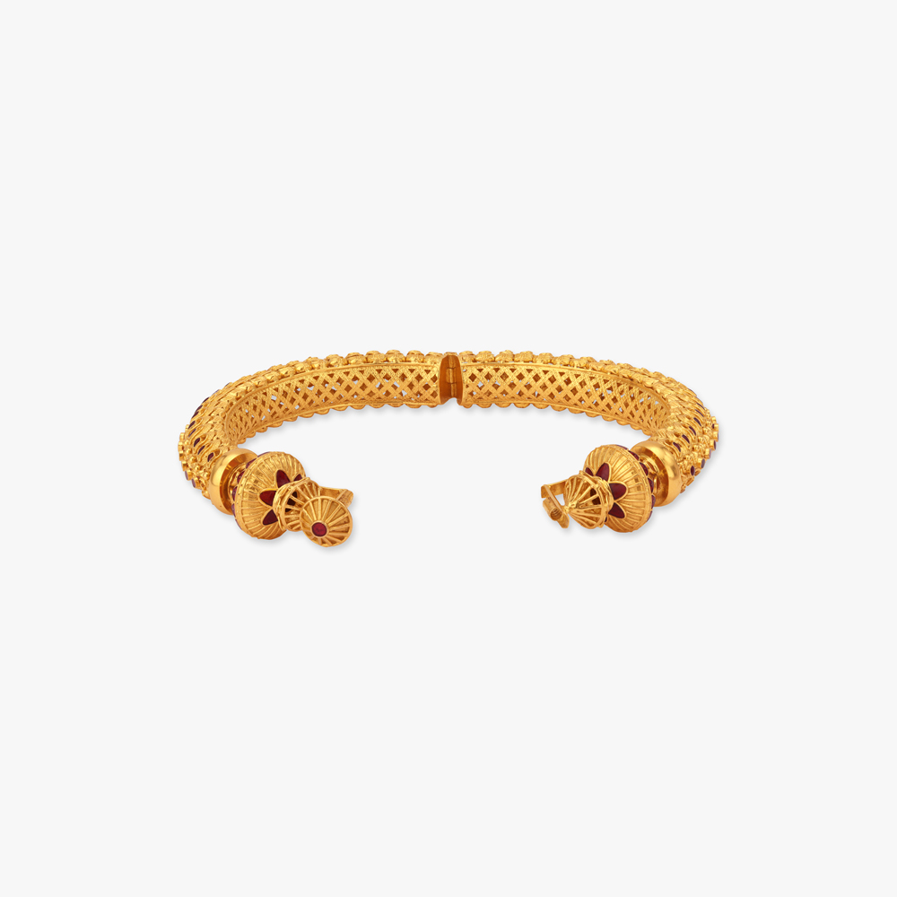 Paisley Pratha Solid Bala Gold Bangles,,hi-res image number null
