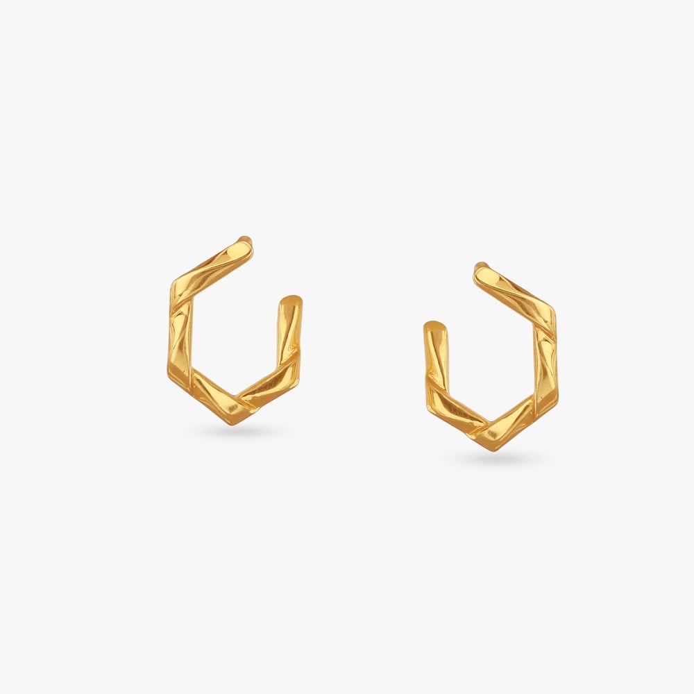 Edgy Sculpted Gold Stud Earrings,,hi-res image number null
