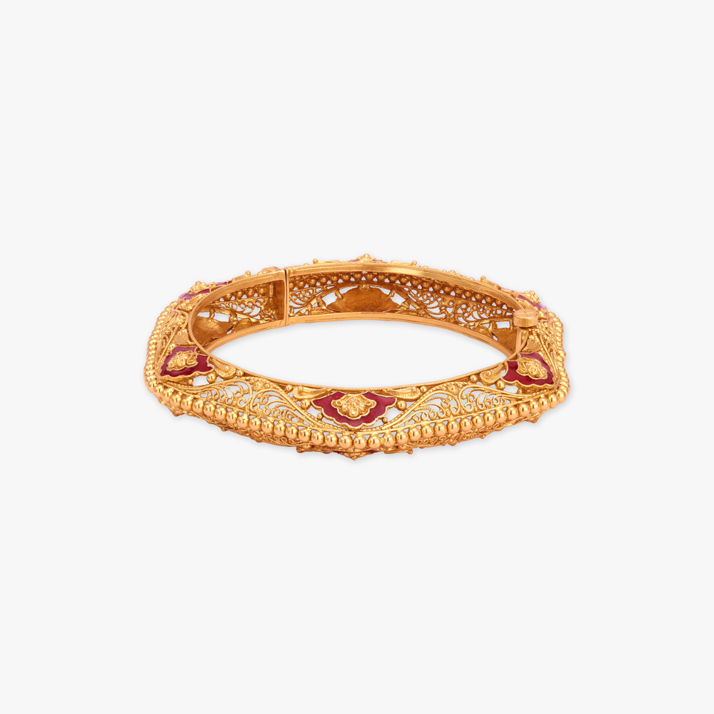 Batik Bloom Kankan Gold Bangles,,hi-res image number null