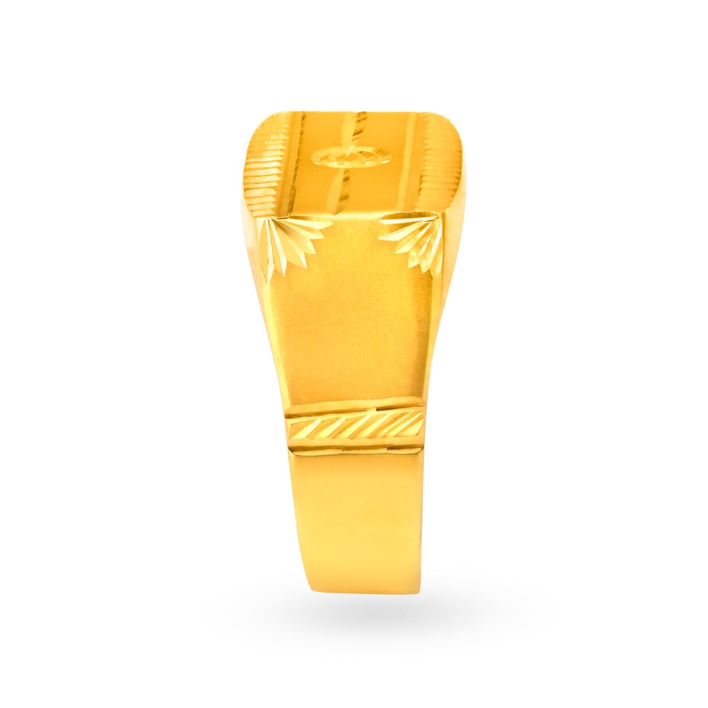 Geometric 22 Karat Yellow Gold Embossed Ring,,hi-res image number null