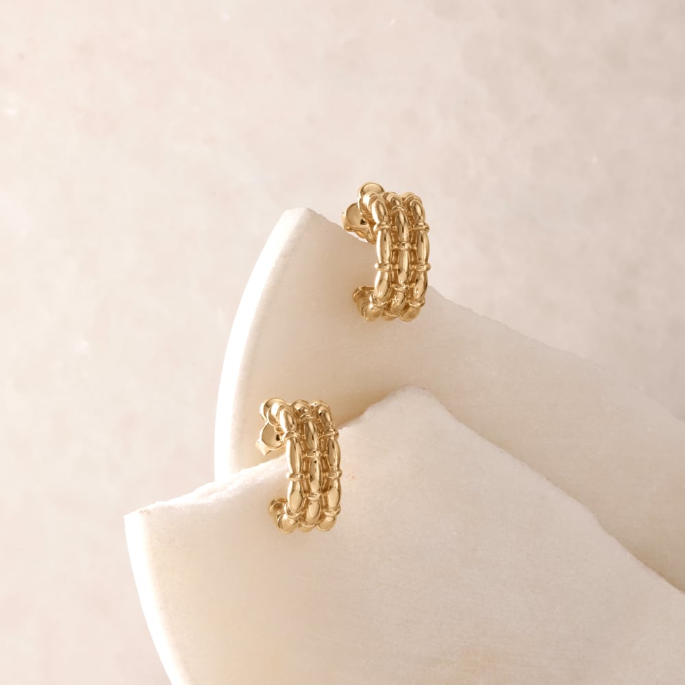 Braided Texture Gold Hoop Earrings,,hi-res image number null