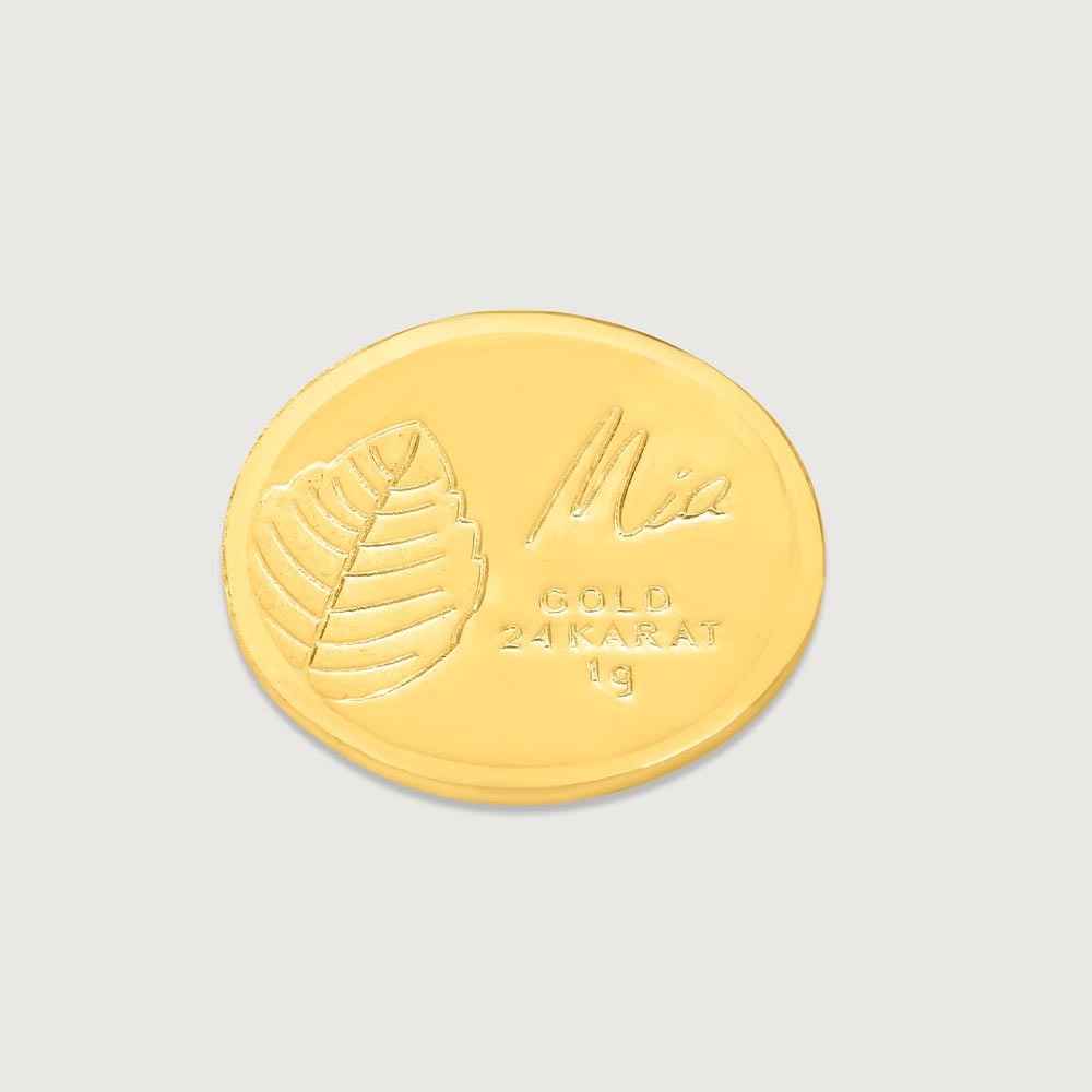 1 GM 24 Karat Tulsi Leaf Gold Coin,,hi-res image number null