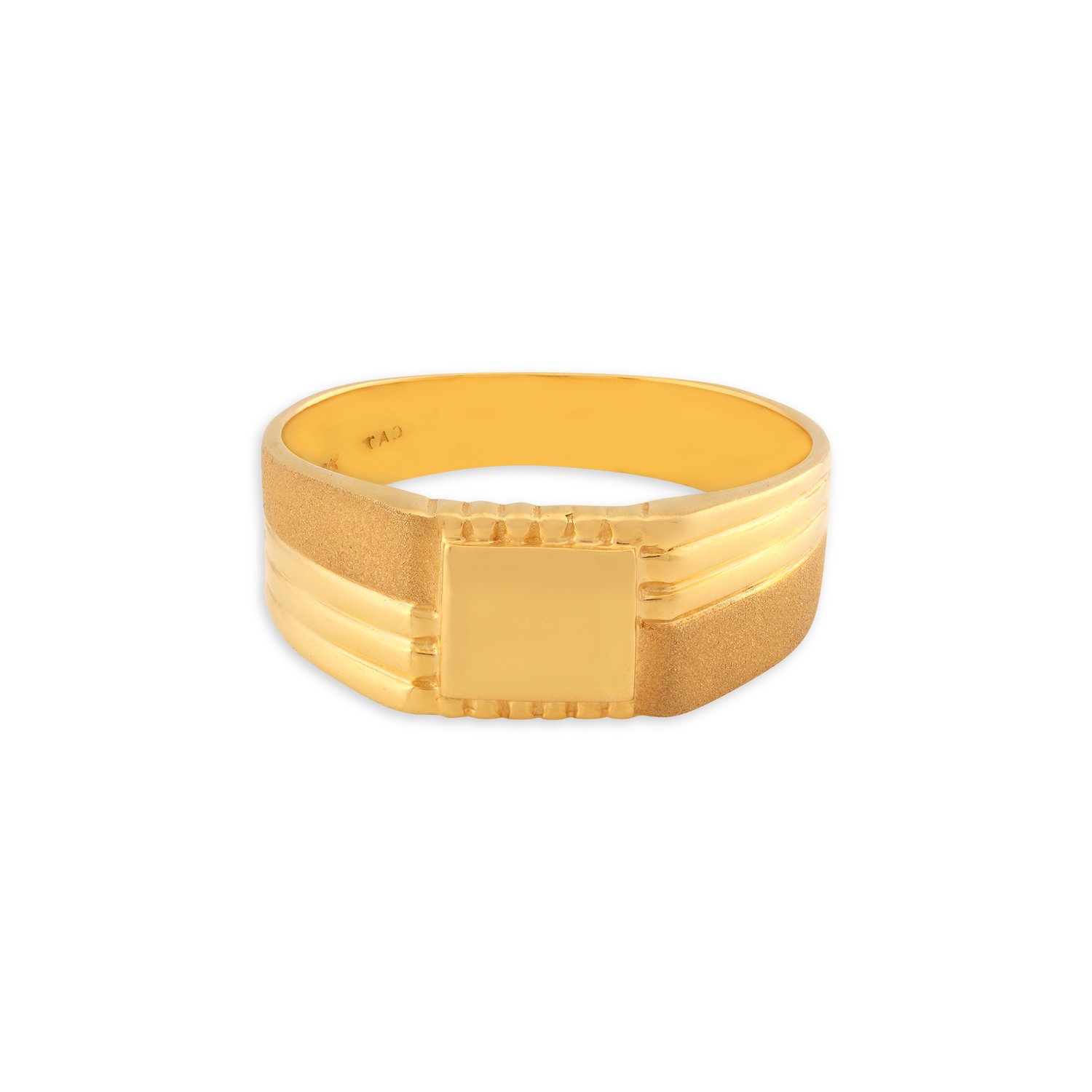 Handsome 22 Karat Yellow Gold Textured Square Ring,,hi-res image number null