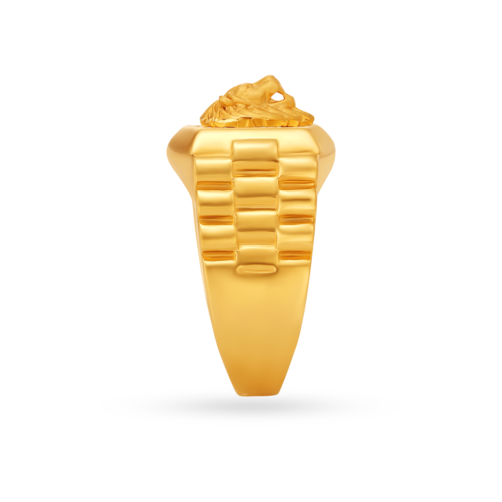 Carved Lion Gold Finger Ring For Men,,hi-res image number null