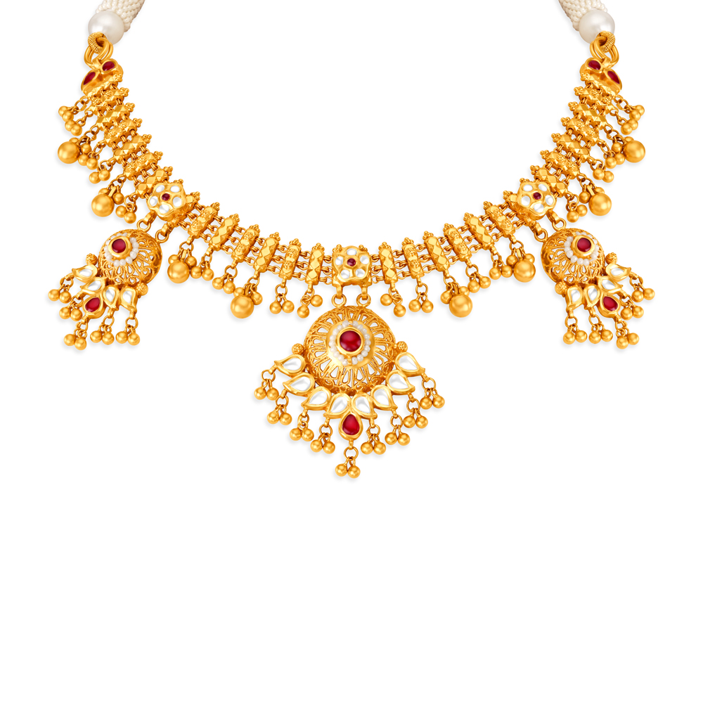 Dazzling Gold and Kundan Necklace Set,,hi-res image number null