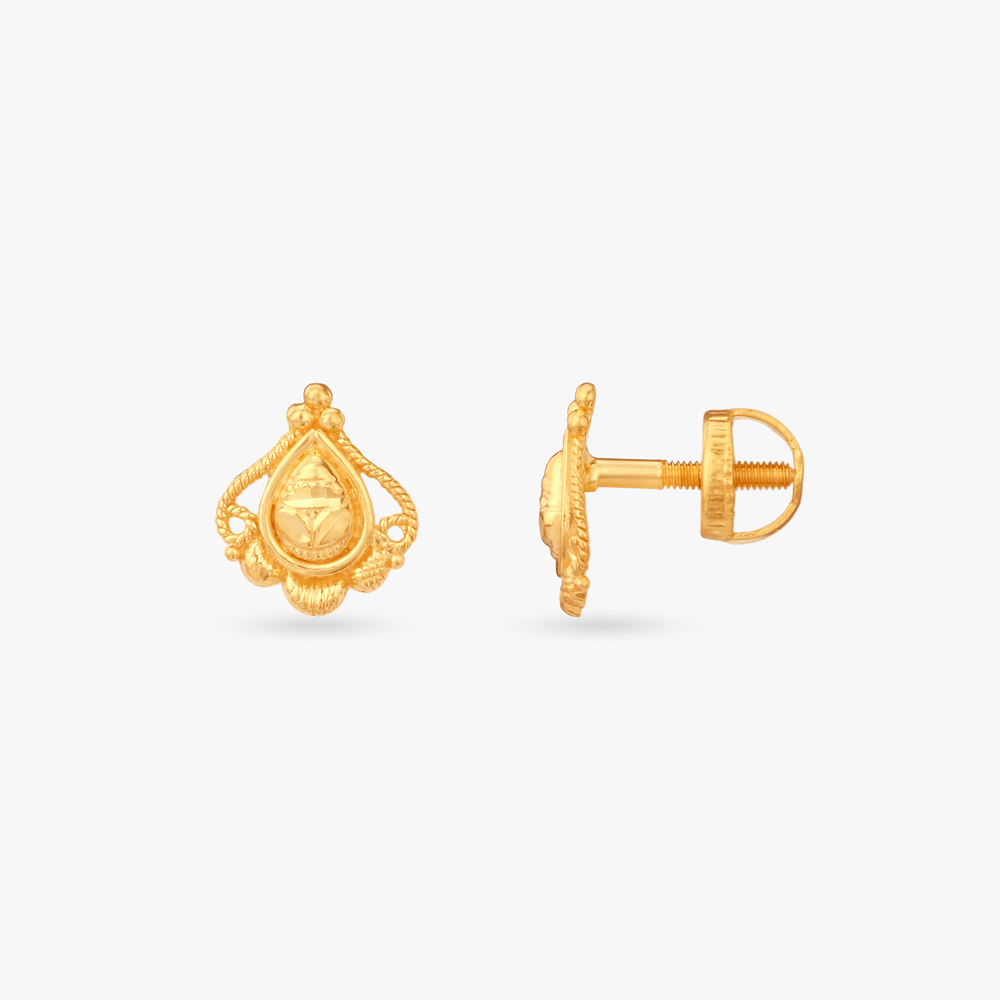 Tiny Crown Gold Stud Earrings For Kids,,hi-res image number null