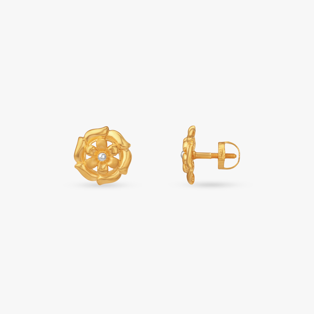 Petal Layer Gold Stud Earrings,,hi-res image number null