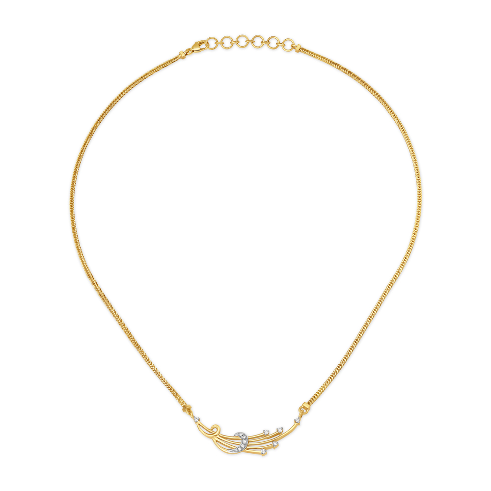 Bold Feather Diamond and Gold Necklace,,hi-res image number null