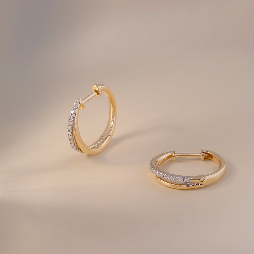 Elegant Radiant Gold & Diamond Hoop Earrings,,hi-res image number null