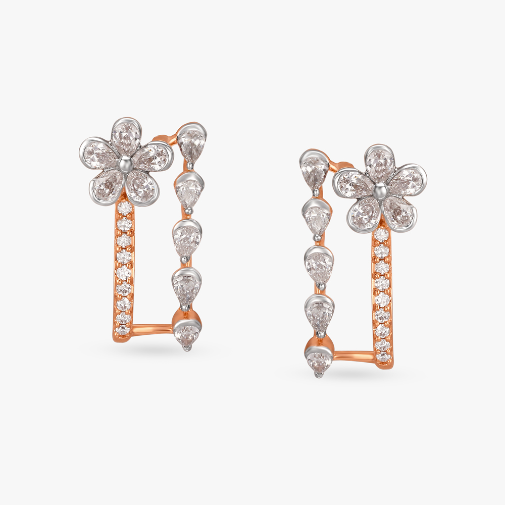 Daisy Diamond Hoop Earrings,,hi-res image number null
