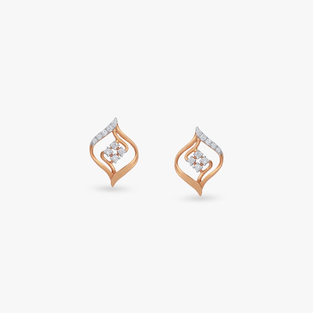 Petal Curve Diamond Stud Earrings,,hi-res image number null