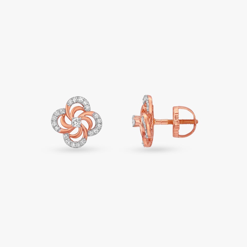 Whirling Clover Diamond Stud Earrings,,hi-res image number null