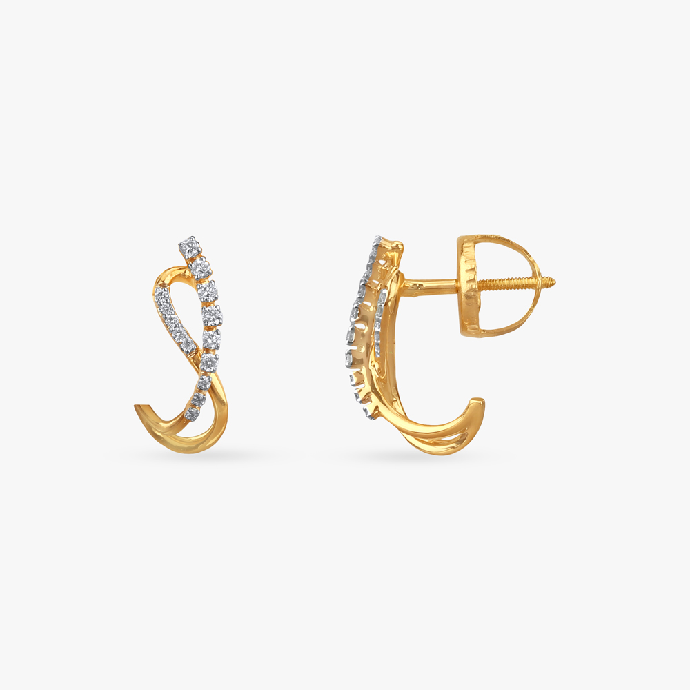 Flowing Twist Diamond Hoop Earrings,,hi-res image number null