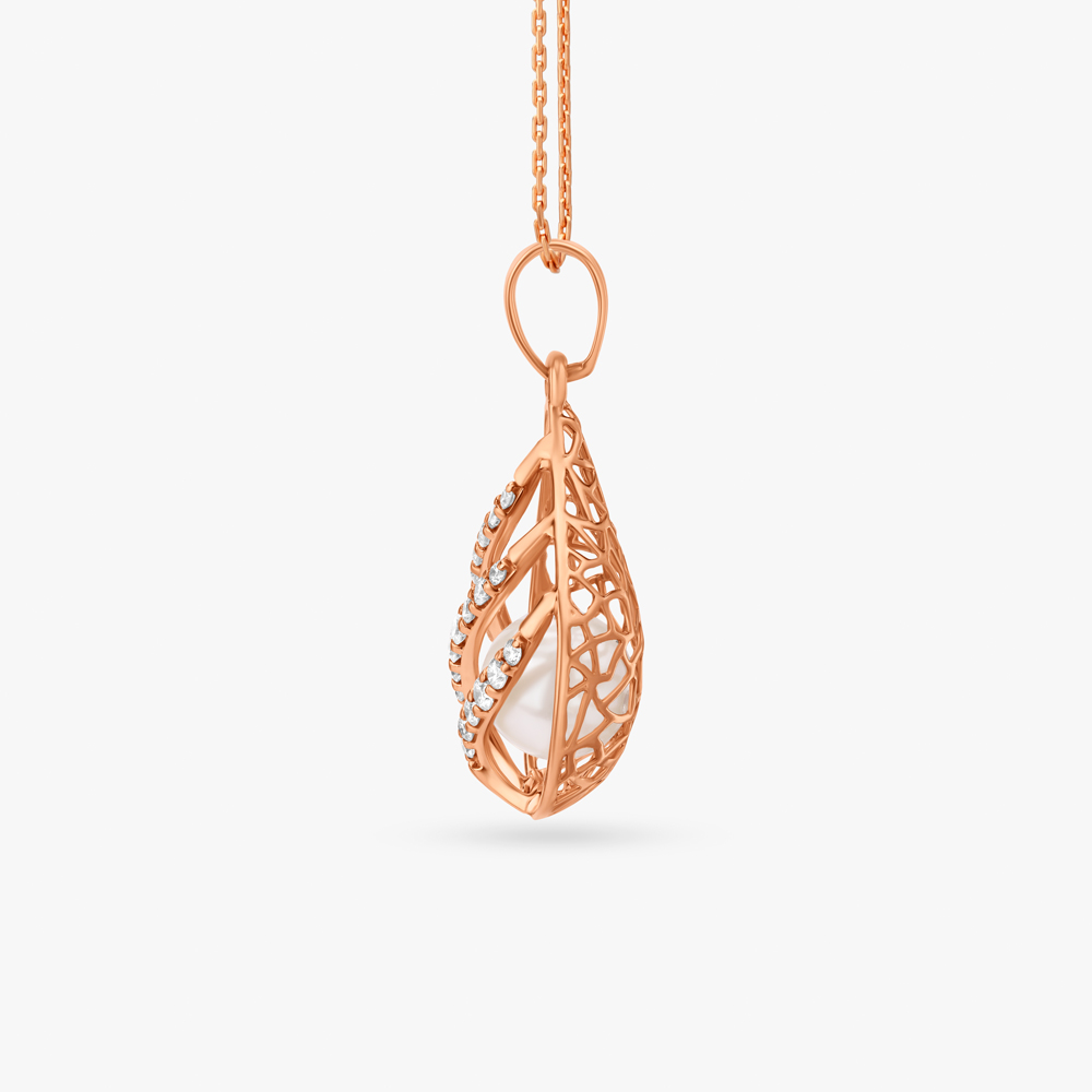 Leafy Pearl and Diamond Pendant,,hi-res image number null
